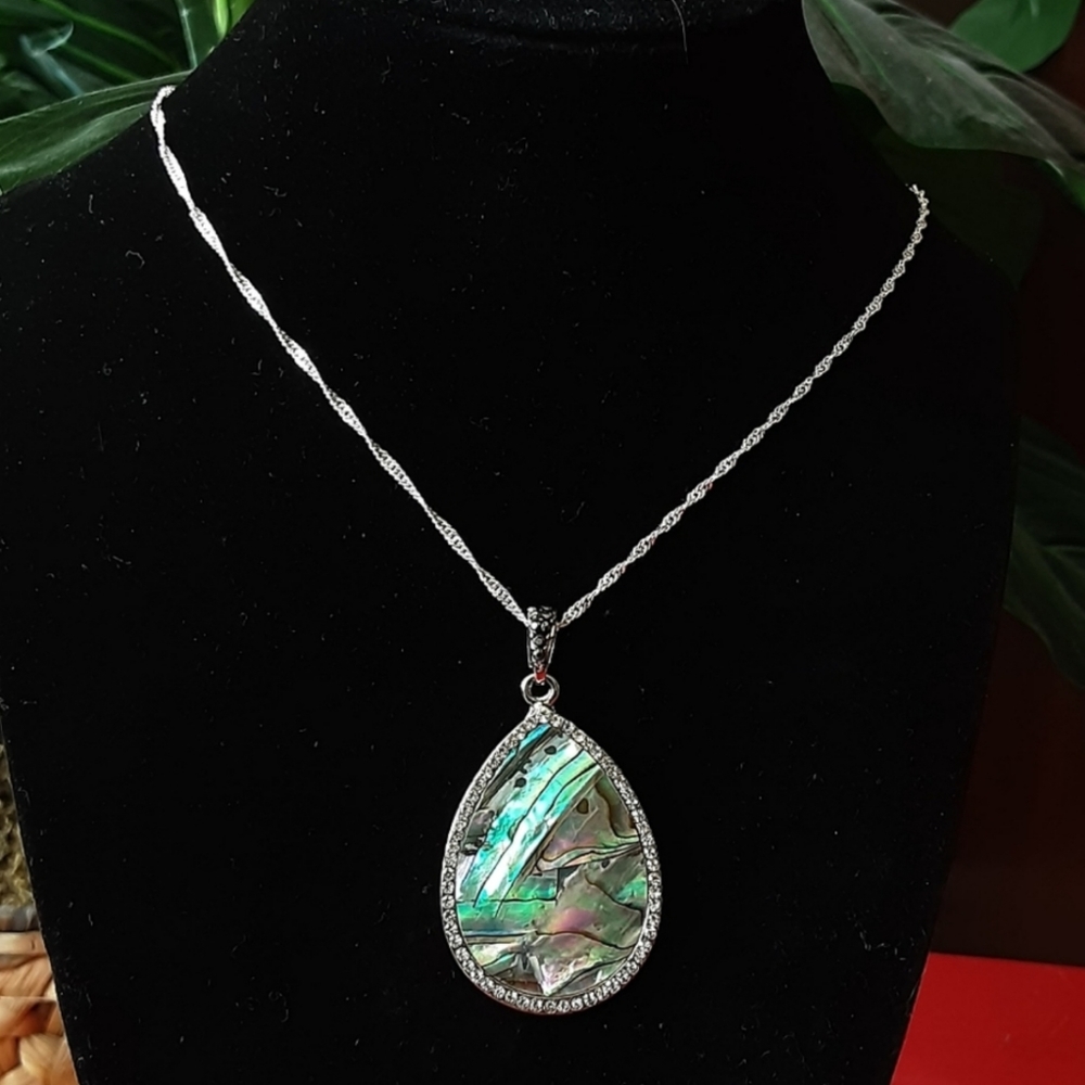 Abalone Shell Sterling Silver Necklace BRAND NEW